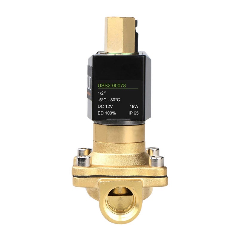 U.S. Solid 1/2" Brass 12V DC Electric Solenoid Valve Normally Open Air Non-potable Water NBR - Image 3